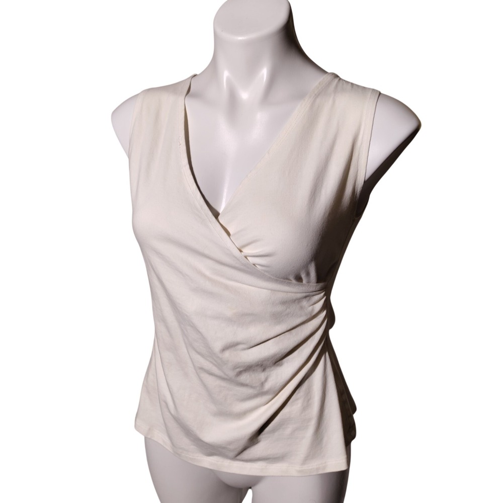 Lesley Evers Cream Sleeveless Tank Top Women's Sz S -‎ Imperfect